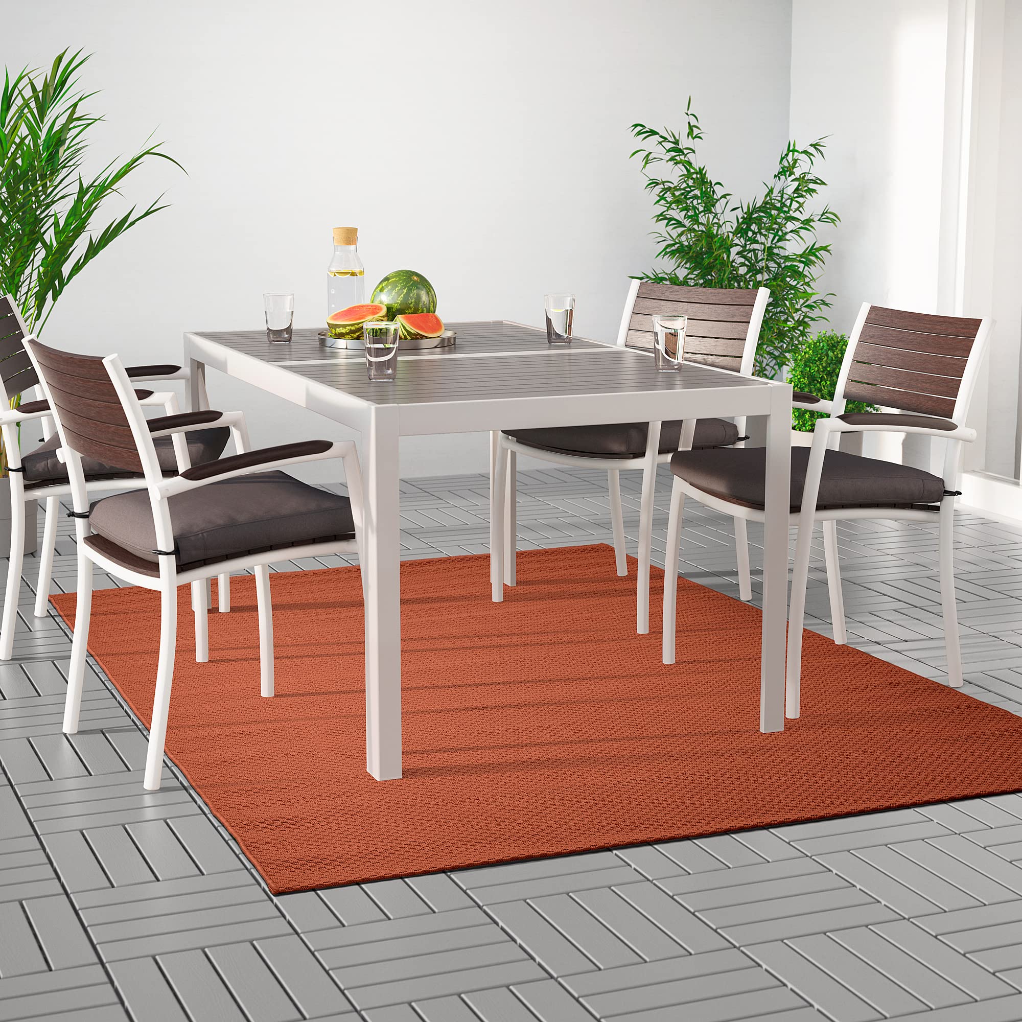 Amazon | IKEA MORUM ラグ平織、屋内/屋外、160x230cm、錆 | IKEA